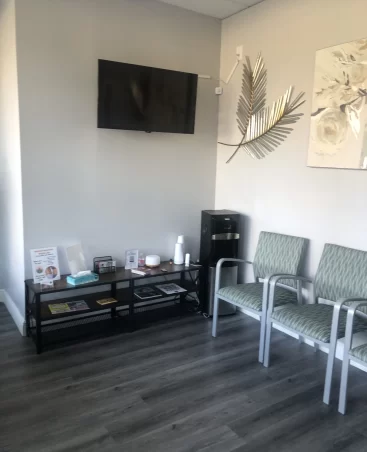 Comfortable seating lounge with gold leaf art